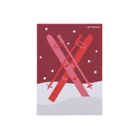 Postcard «Skiing Graphic», red