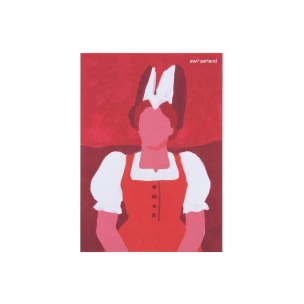 Postcard «Tradition Woman Drawing», red