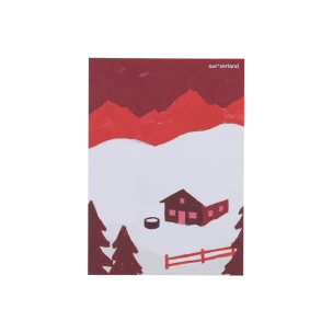 Postcard «Mountain Hut Drawing», red