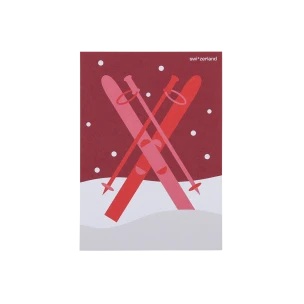 Postcard «Skiing Graphic», red