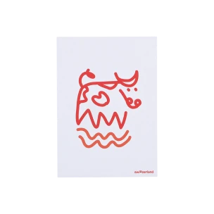 Postcard «Cow Scribble», white
