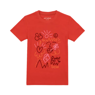 Kid's T-Shirt «Swiss Scribbles», red
